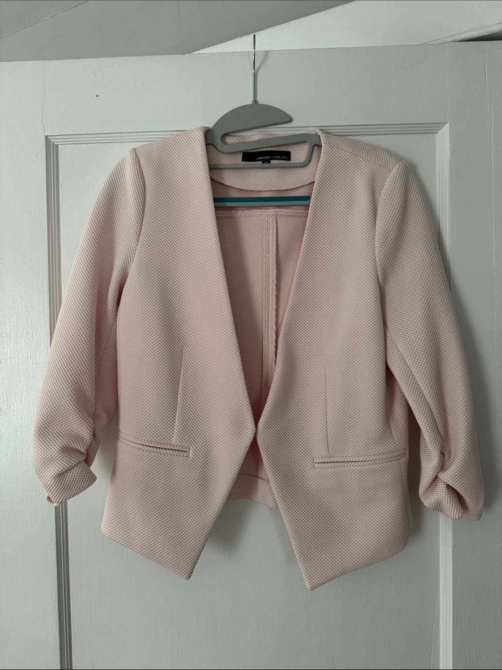 Amanda & Chelsea Light Blush Open-Front Knit Blazer